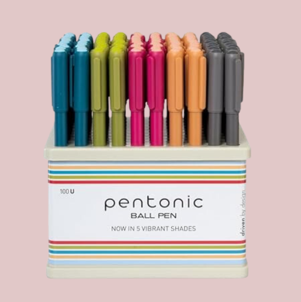 Pentonic 0.7 mm Ball Point Pen Tumbler Pack | Vibrant Multicolor Body | Blue Ink | Set of 100